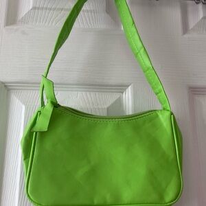 SHEIN Green Shoulder Bag w/ Tie Design On Zipper